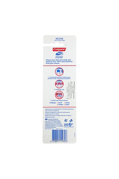 Colgate 360 Whole Mouth Clean Medium Toothbrush Assorted Colour 2+1