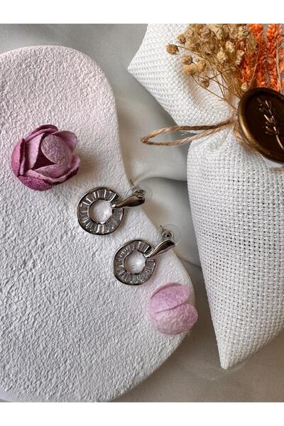 H&S AKSESUAR Tamtur Baget Taş Yuvarlak Su Dalgası Küpe