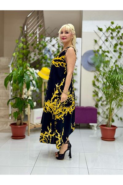 Punta Otantik Hl14025 Viscose Crescent Dress with Shoulder Ring Straps