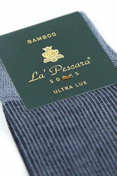 La Pescara Сиви чорапи с ивици, 12 чифта, ултра луксозни мъжки чорапи от бамбук CRP300