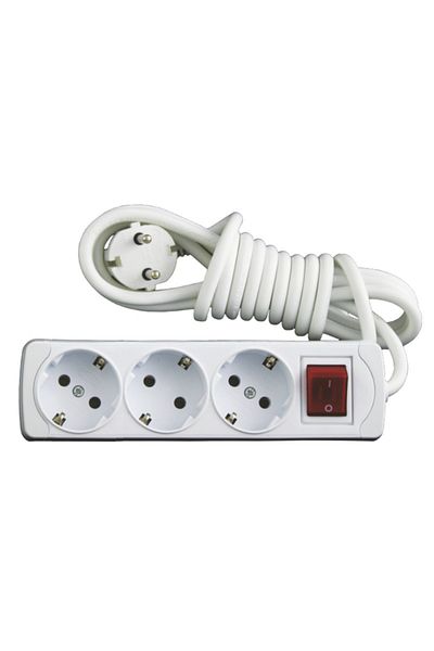 flores Prelungitor, cu intrerupator si led, alb, 5 m, 3 prize