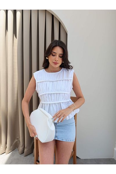 ESRAHELVACI White Gather Detail Blouse