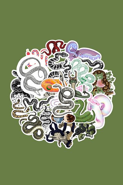dadi ramba Snake Sticker Pack -Bullet Journal - Agenda -Laptop Sticker Decal