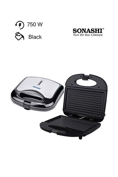 sonashi 2 Slice Non-Stick Sandwich Grill And Sandwich Maker With Handle Locking System 750 W SGT-853 Black