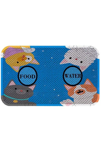 AKTUNÇ Cat Dog Food and Water Bowl - With Underpads and Scratching Features
