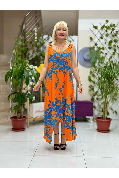 Punta Otantik Hl14020 Viscose Crescent Dress with Shoulder Ring Straps
