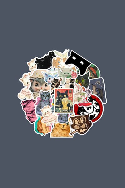 dadi ramba Vintage Cat Sticker Pack -Bullet Journal - Agenda -Laptop Label Sticker