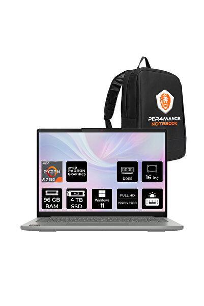 LENOVO IdeaPad Slim 5 Ryzen AI 7 350 96GB DDR5 4TB SSD 16" WUXGA W11P Dizüstü...