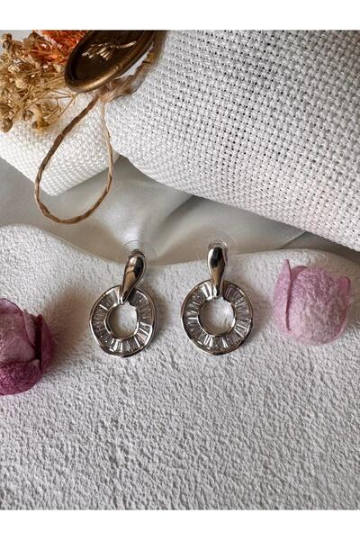 H&S AKSESUAR Tamtur Baget Taş Yuvarlak Su Dalgası Küpe