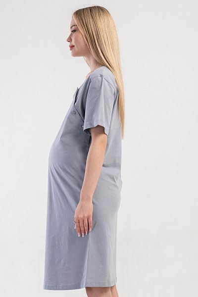 VİENETTA Women's Short Sleeve Maternity Gray Nightgown C9T9N0O014