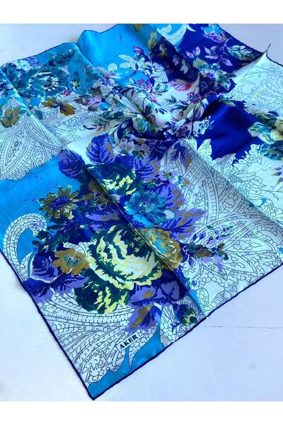 Aker Μεταξωτό κασκόλ Sura 43764 Μπλε ναυτικό μεικτό σχέδιο