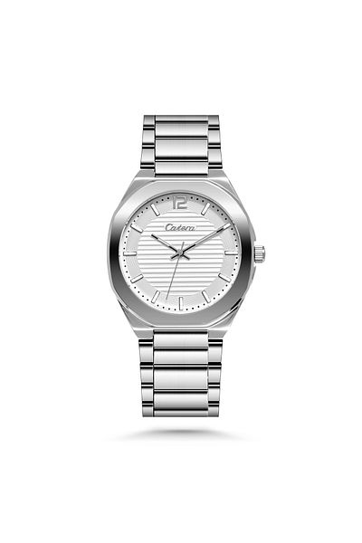 catera Men's watch with a silver-colored steel strap and a white dial