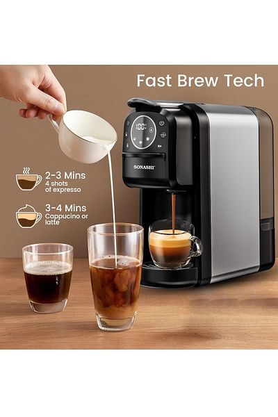 sonashi 3 in 1 Digital Multi Capsule Coffee Machine with 700ML Detachable Water Tank