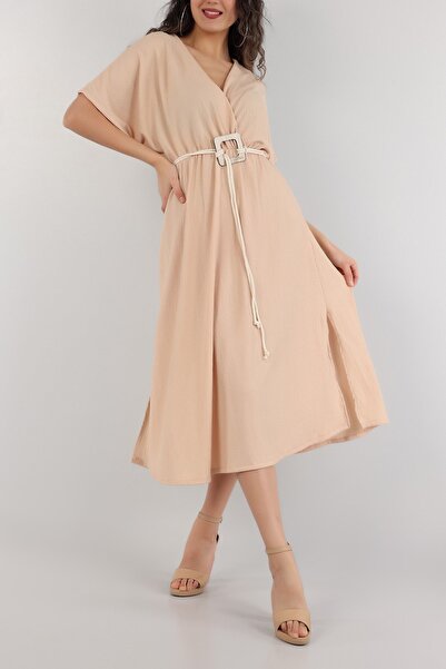 İKLİM LİFE Φόρεμα με διπλό πέτο λαιμόκοψες και ζώνη