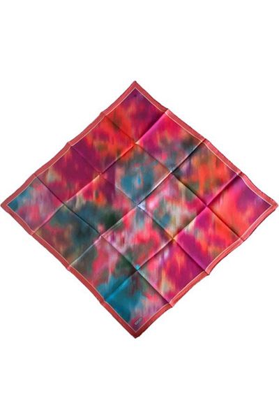 Armine Tivil Silk Scarf 9233-84 Blue Cream Mixed Pattern