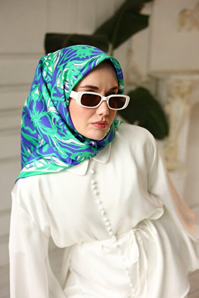 Silk Home Μεταξωτό μαντήλι Tivil IST11419-66 Πράσινο, Μωβ, Λευκό