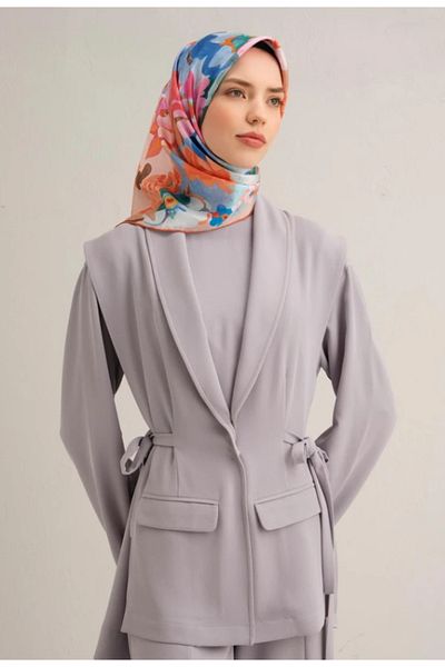 Armine Sura Silk Scarf 9334-08 Cream Mixed Pattern