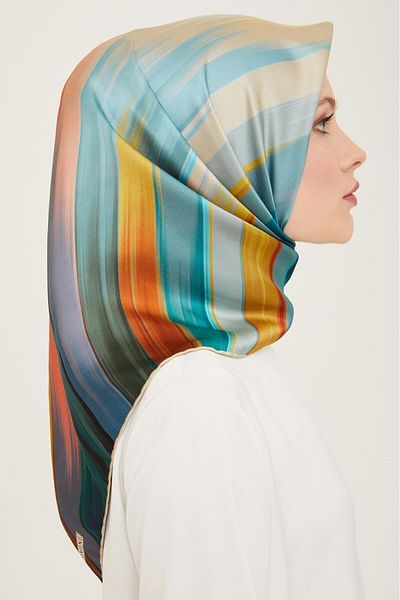 Armine Sura Silk Scarf 9131-33 Green Mixed Pattern