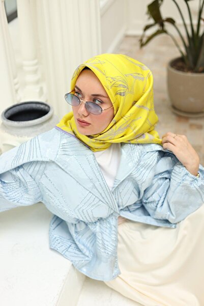 Silk Home Μεταξωτό μαντήλι με κίτρινο μοτίβο τιβιλ IST11433-34