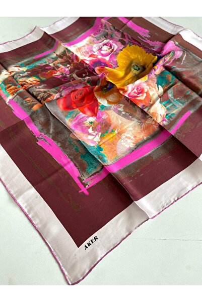 Aker سورا وشاح حريري 44247 وردي فاتح نمط مختلط