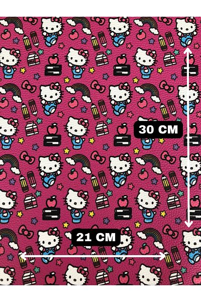 KumaşEvi Τεχνητό δέρμα με αυτοκόλλητο Hello Kitty - Κουτί, Θήκη, Πορτοφόλι, Κάλυμμα μπρελόκ |   21x30 εκ |