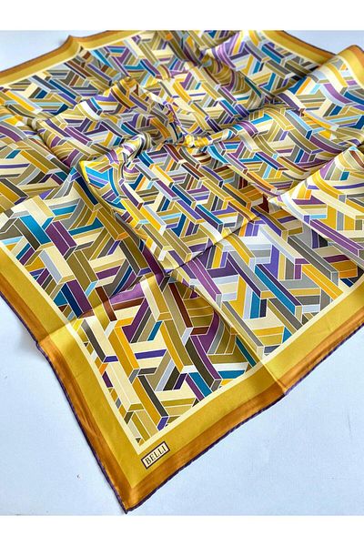 Belli Tivil Silk Scarf 4119-03 Yellow Mixed Pattern