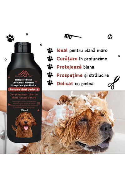 Fish & Paws Șampon câini blană roșcată/maro Fish & Paws®, natural, Vitamina B5, 750ml, strălucire și hidratare