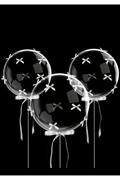 Çemrek Süs Parti Bow Transparent Bobo Balloon Set 3 Pcs 20 Inches