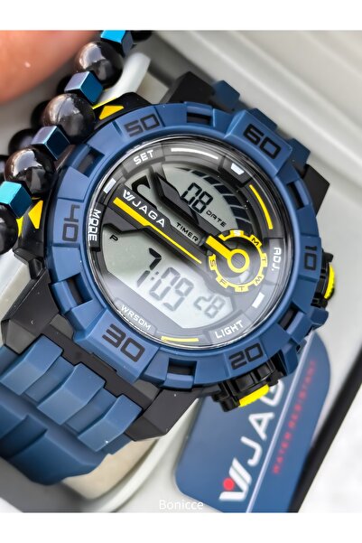 Jaga Su Geçirmez,kronometreli,havuzdeniz Kullanımına Uygun,lacivert Spor Dijital Erkek Kolsaati Bileklik