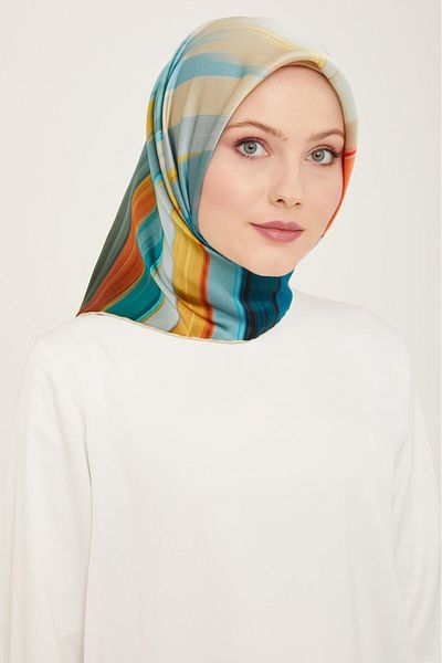 Armine Sura Silk Scarf 9131-33 Green Mixed Pattern