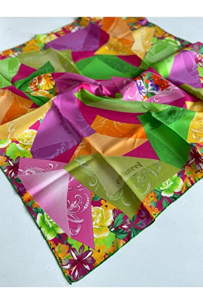 Cacharel Tivil Silk Scarf 46499 Green Mixed Pattern