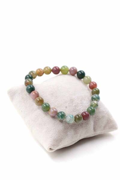 MYTAKIAĞACIMFH Hint Akik Taşı Doğal Taş Bileklik Elastik Misinalı 8mm