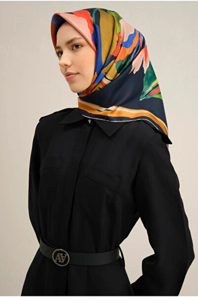 Armine Μεταξωτό φουλάρι Tivil 9340-55 Μπλε ναυτικό μικτό σχέδιο