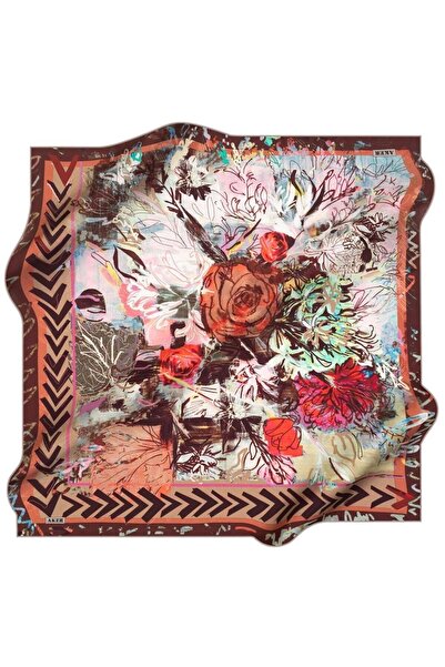 Aker Mürdüm Karma Çiçek Desen Sura İpek Eşarp 39608