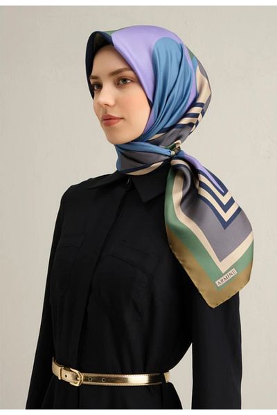 Armine Μεταξωτό κασκόλ Tivil 9313-82 Πράσινο Μικτό Σχέδιο
