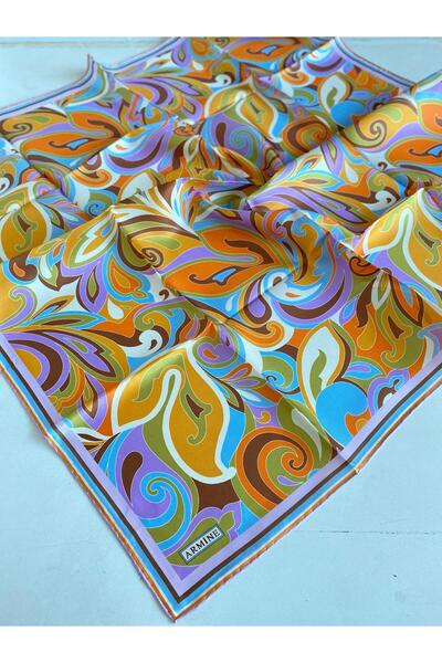 Armine Eșarfă de mătase Sura 9323-37 Portocaliu cu model mixt