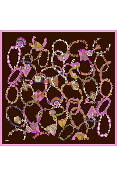 Belli Tivil Silk Scarf 4036-31 Brown Mixed Pattern