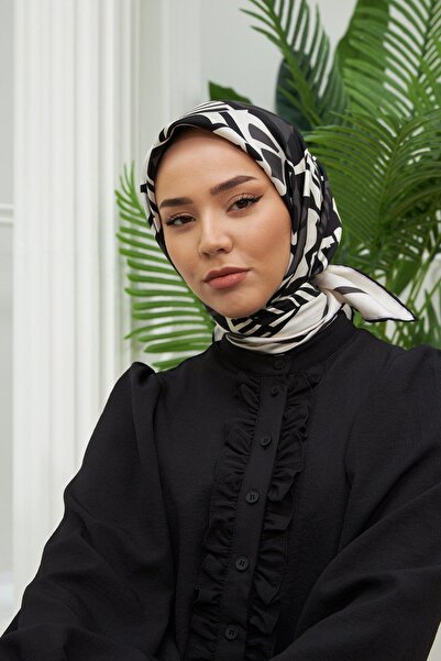 Silk Home Tivil Gray Patterned Silk Scarf İst11386-10