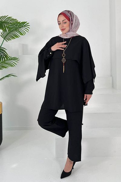 TOFİSA Cloak Detailed Suit Black - 27006