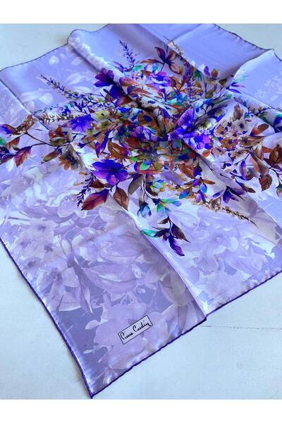 Pierre Cardin Μεταξωτό Φουλάρι Sura 46034 Λιλά με Μικτό Σχέδιο