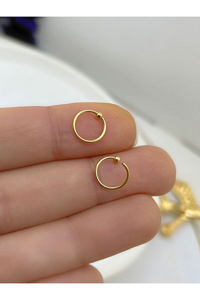 Arescollection Surgical Steel 2Pcs Thin Ring Piercing