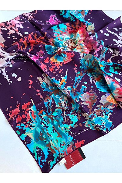 Pierre Cardin Μεταξωτό κασκόλ Sura 43312 Μωβ Μικτό σχέδιο