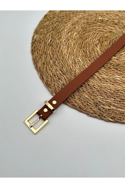 Desre Moda Tan /Square Buckle Women's Belt, Jacket Belt, Pantalon Belt, Shirt Belt, Dress Belt