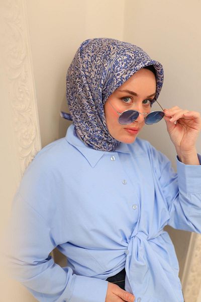 Silk Home Tivil Silk Scarf 11459-45 Blue Mixed Pattern