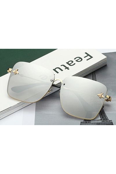 REDz Accessories Ochelari de soare, damă, model supradimensionat, protecție UV400, argintii