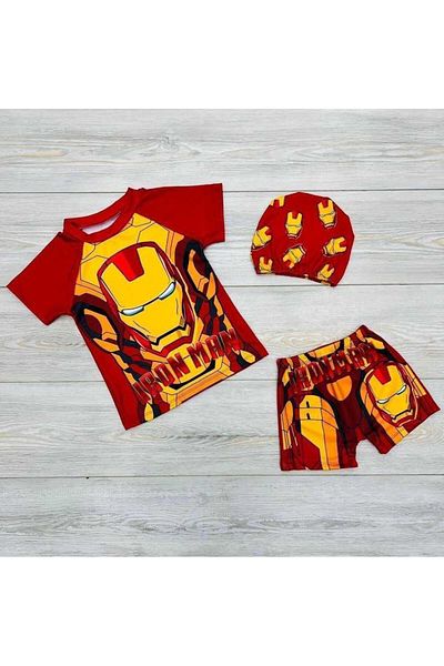 MİLAYS LİFE HOME COLLECTİON 3 Piece Bonnet T-Shirt Shorts Sea and Pool Swimsuit