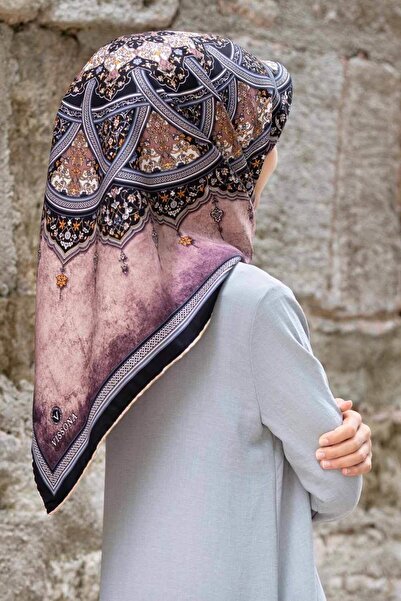 Vissona Eșarfă de mătase Twill pentru femei, pudră neagră