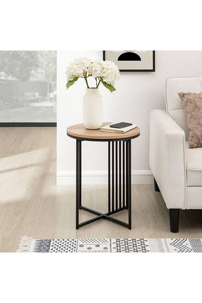 Generic Iron and marble side table - 40 x 40 x 60 cm
