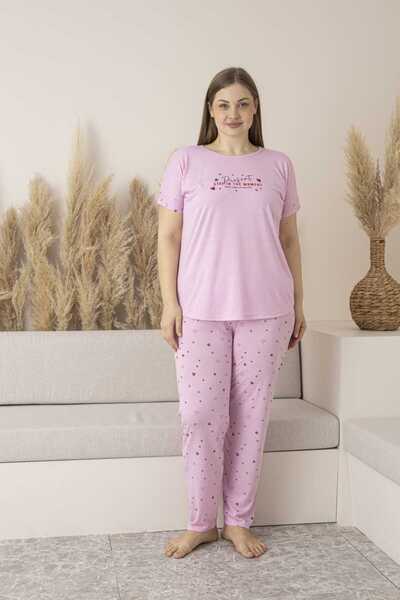 Lio20 Γυναικείο Σετ Πιτζάμες Βισκόζης Κοντομάνικο-Battal-Pink