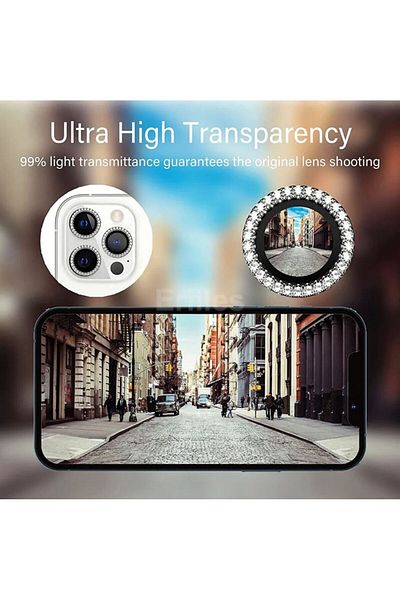 REDz Accessories Crystal Camera Film, Individual, Apple iPhone 13 Pro/13 Pro Max, Glass, Silver